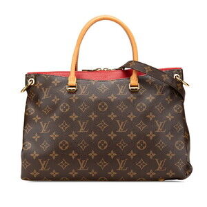 Louis Vuitton Monogram Pallas Shoulder Bag Cerise Red Brown